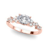 Refined Ov Center East To West Oval Diamond Engagement Ring — 9K/18K Gold & Platinum