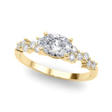 Refined Ov Center East To West Oval Diamond Engagement Ring — 9K/18K Gold & Platinum