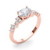 Refined Ov Center East To West Oval Diamond Engagement Ring — 9K/18K Gold & Platinum
