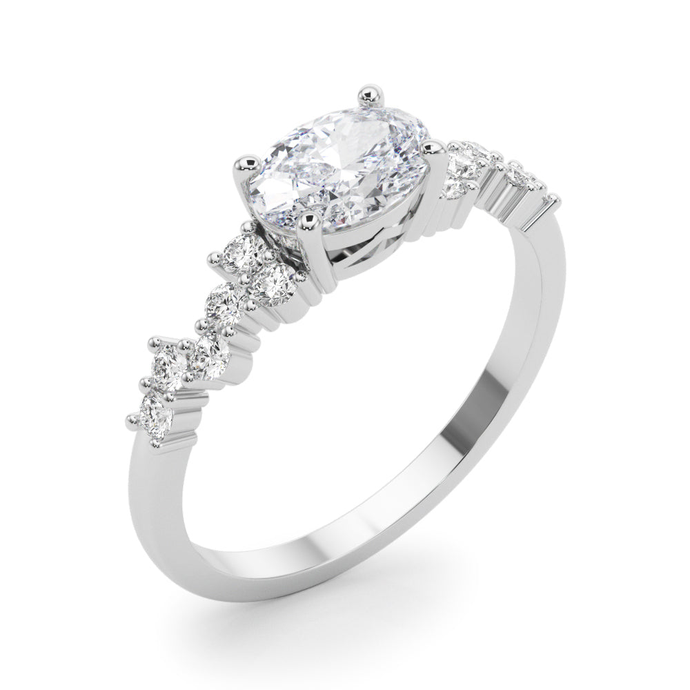 Refined Ov Center East To West Oval Diamond Engagement Ring — 9K/18K Gold & Platinum