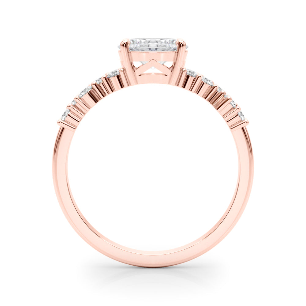 Refined Ov Center East To West Oval Diamond Engagement Ring — 9K/18K Gold & Platinum