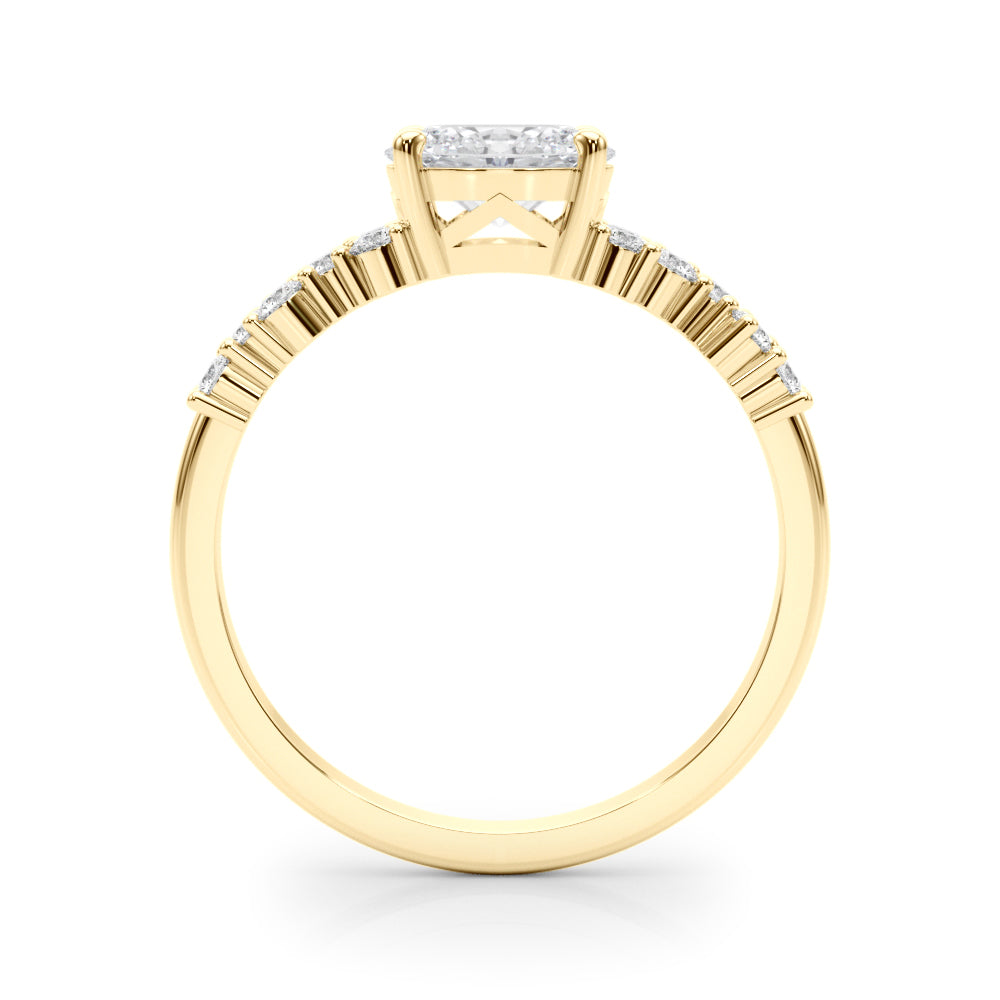 Refined Ov Center East To West Oval Diamond Engagement Ring — 9K/18K Gold & Platinum