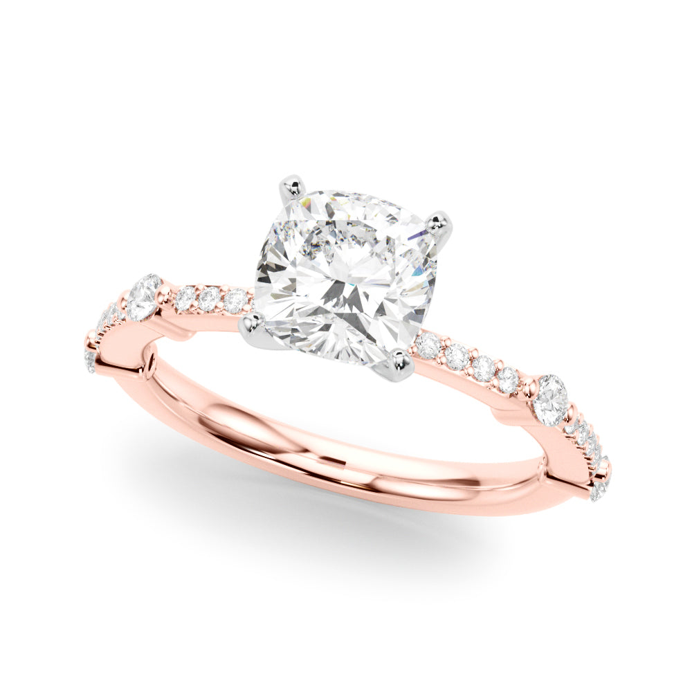 Bespoke Single Row Engagement Ring Round Diamond Engagement Ring — 9K/18K Gold & Platinum