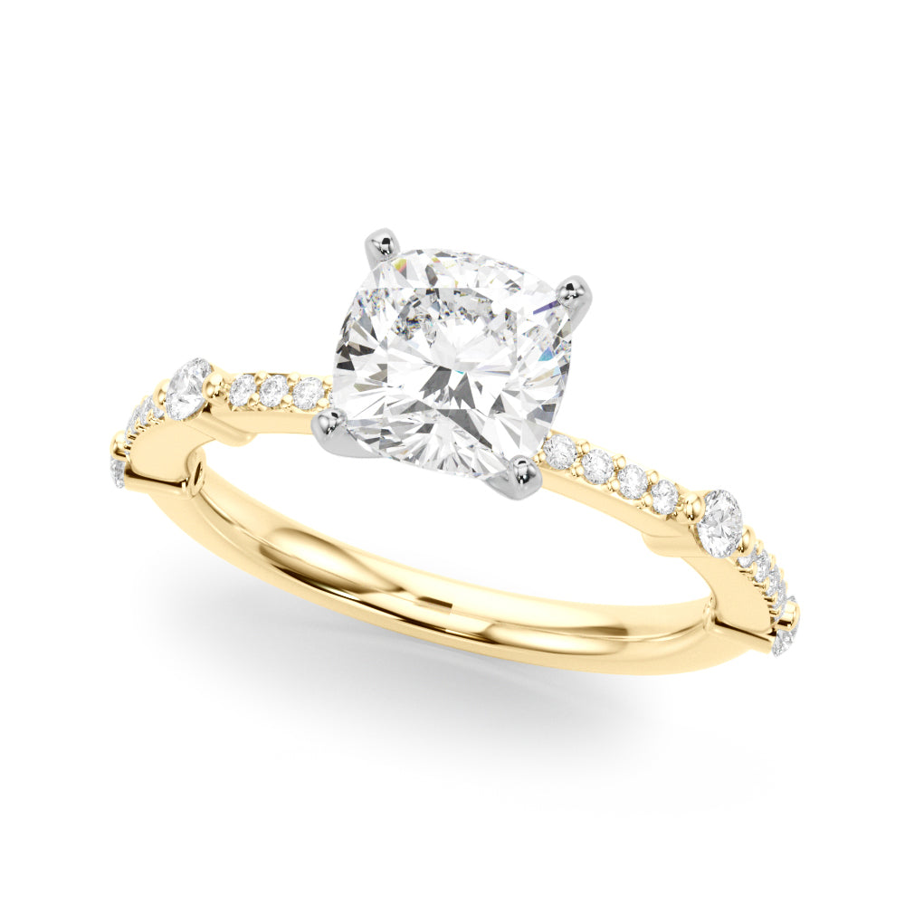 Bespoke Single Row Engagement Ring Round Diamond Engagement Ring — 9K/18K Gold & Platinum