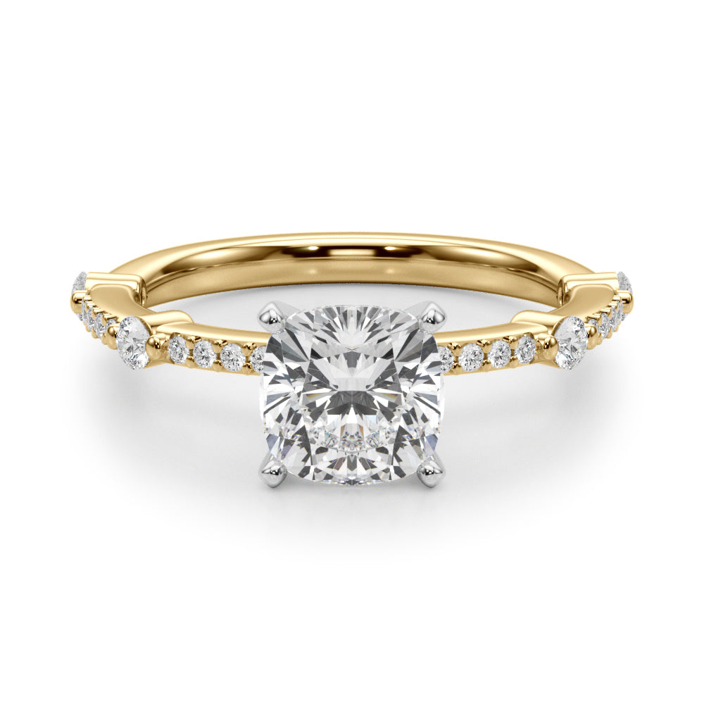 Bespoke Single Row Engagement Ring Round Diamond Engagement Ring — 9K/18K Gold & Platinum