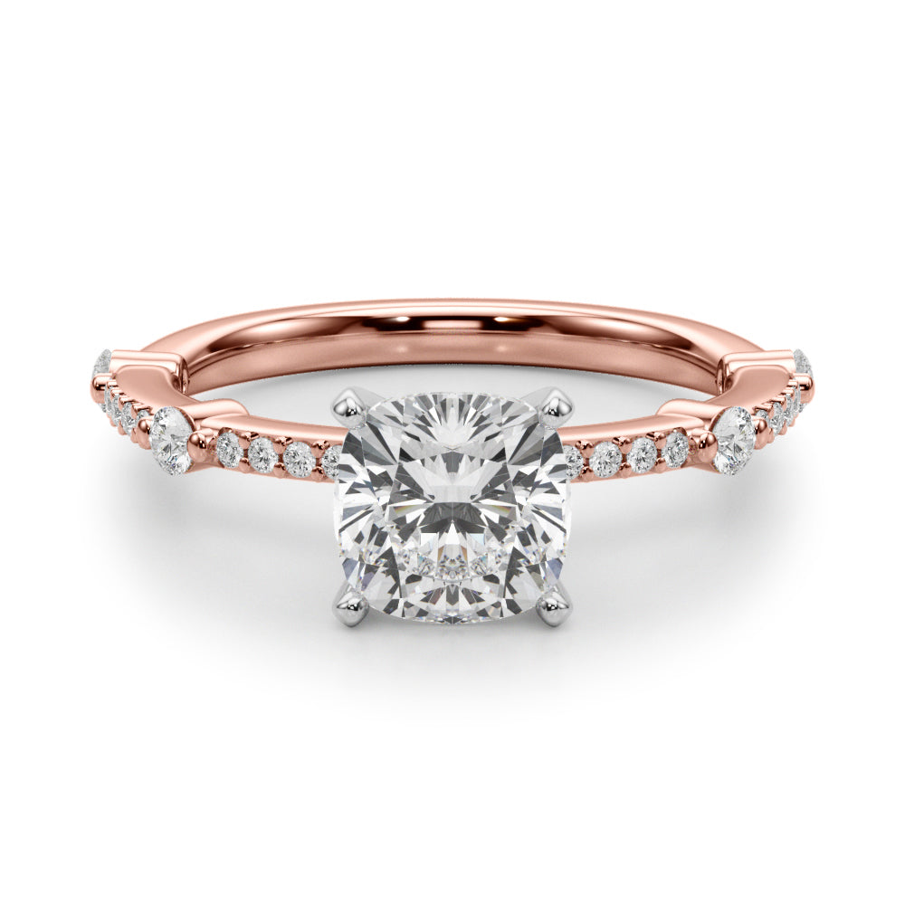 Bespoke Single Row Engagement Ring Round Diamond Engagement Ring — 9K/18K Gold & Platinum