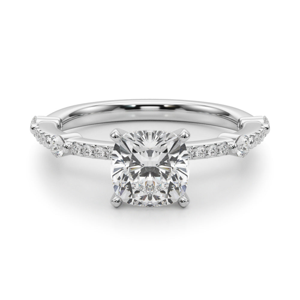 Bespoke Single Row Engagement Ring Round Diamond Engagement Ring — 9K/18K Gold & Platinum