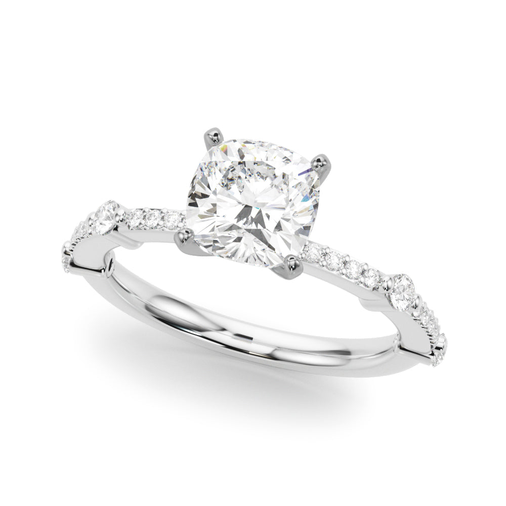 Bespoke Single Row Engagement Ring Round Diamond Engagement Ring — 9K/18K Gold & Platinum