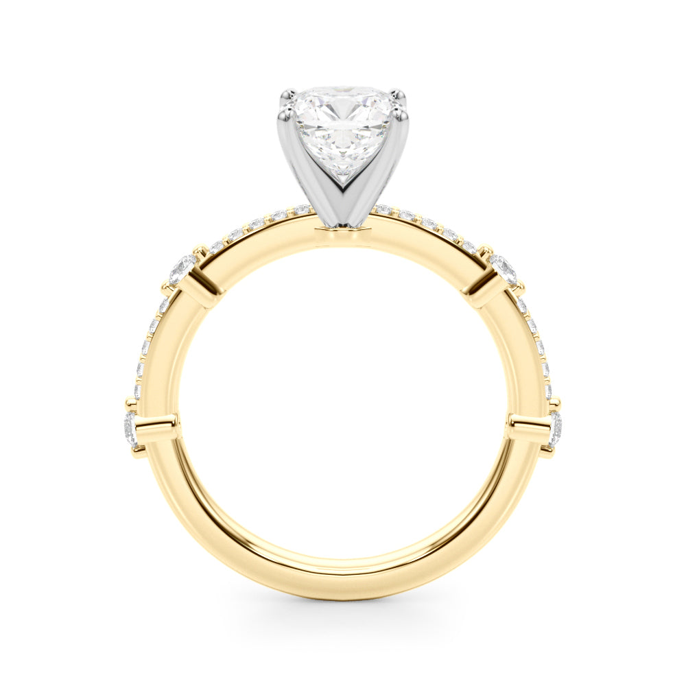 Bespoke Single Row Engagement Ring Round Diamond Engagement Ring — 9K/18K Gold & Platinum
