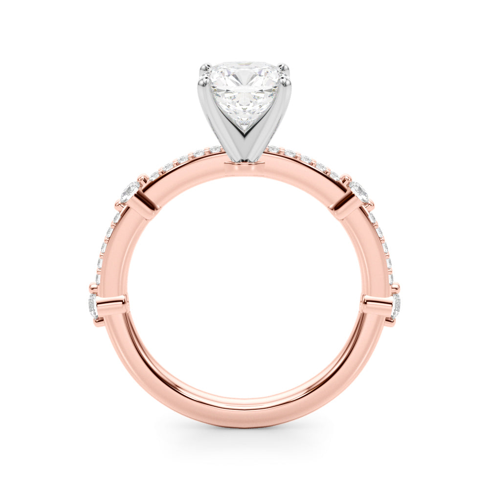 Bespoke Single Row Engagement Ring Round Diamond Engagement Ring — 9K/18K Gold & Platinum