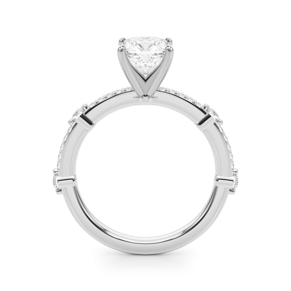 Bespoke Single Row Engagement Ring Round Diamond Engagement Ring — 9K/18K Gold & Platinum