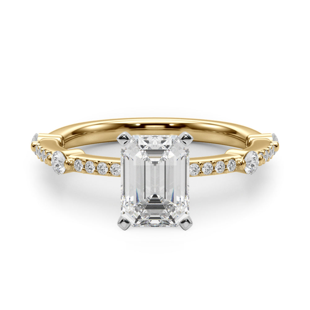 Bespoke Single Row Engagement Ring Round Diamond Engagement Ring — 9K/18K Gold & Platinum
