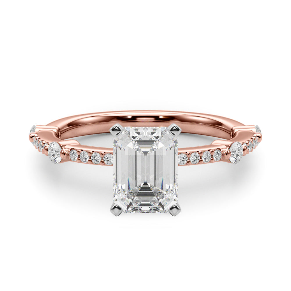 Bespoke Single Row Engagement Ring Round Diamond Engagement Ring — 9K/18K Gold & Platinum