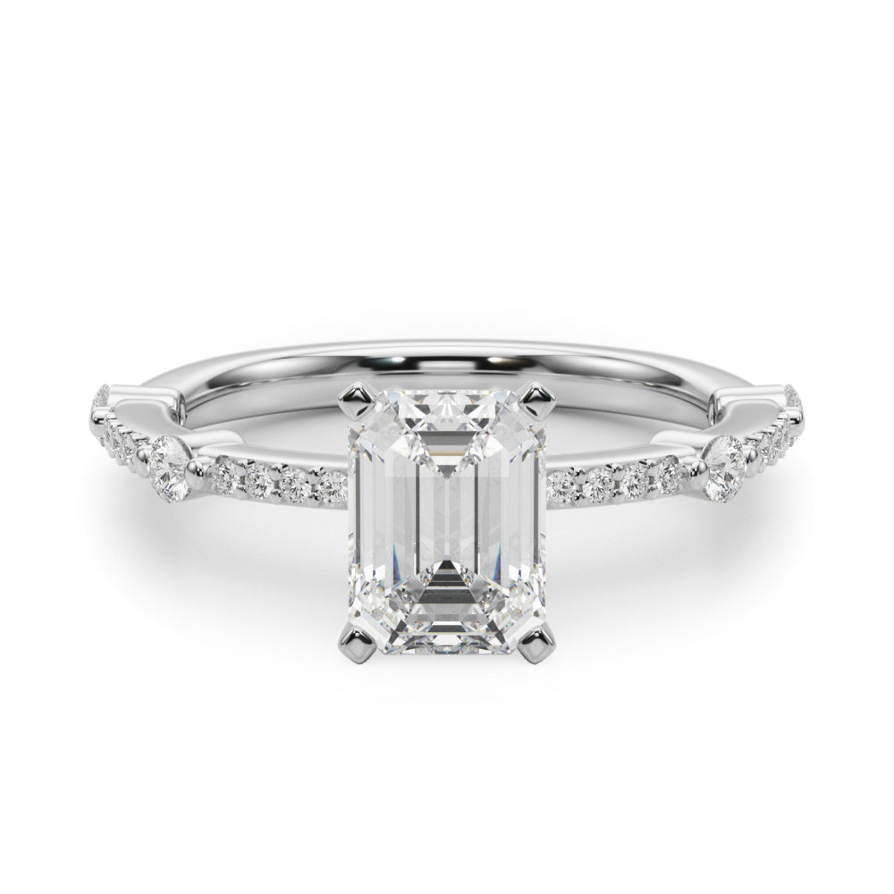 Bespoke Single Row Engagement Ring Round Diamond Engagement Ring — 9K/18K Gold & Platinum