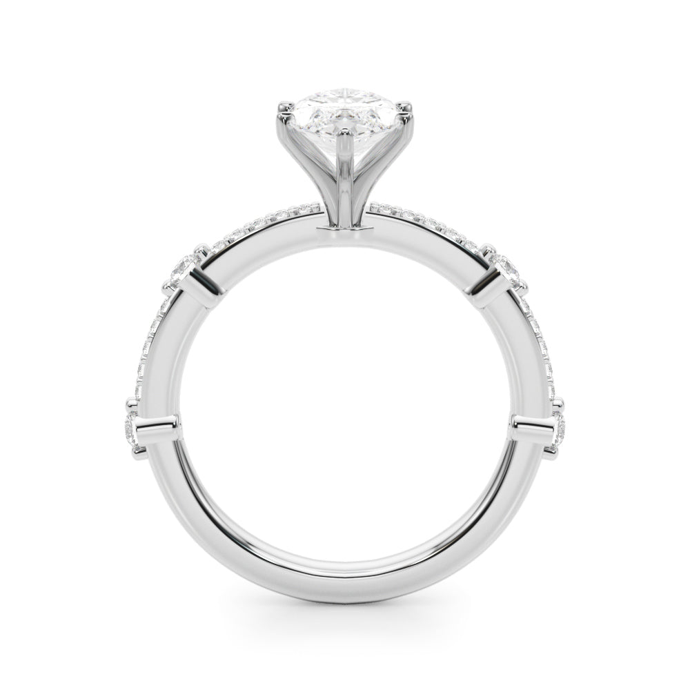 Bespoke Single Row Engagement Ring Round Diamond Engagement Ring — 9K/18K Gold & Platinum