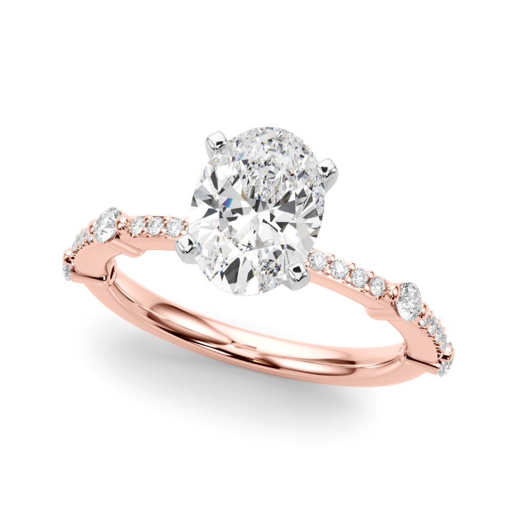 Bespoke Single Row Engagement Ring Round Diamond Engagement Ring — 9K/18K Gold & Platinum