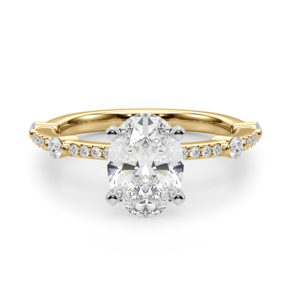 Bespoke Single Row Engagement Ring Round Diamond Engagement Ring — 9K/18K Gold & Platinum