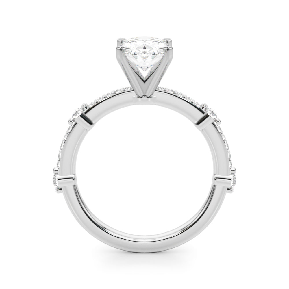 Bespoke Single Row Engagement Ring Round Diamond Engagement Ring — 9K/18K Gold & Platinum