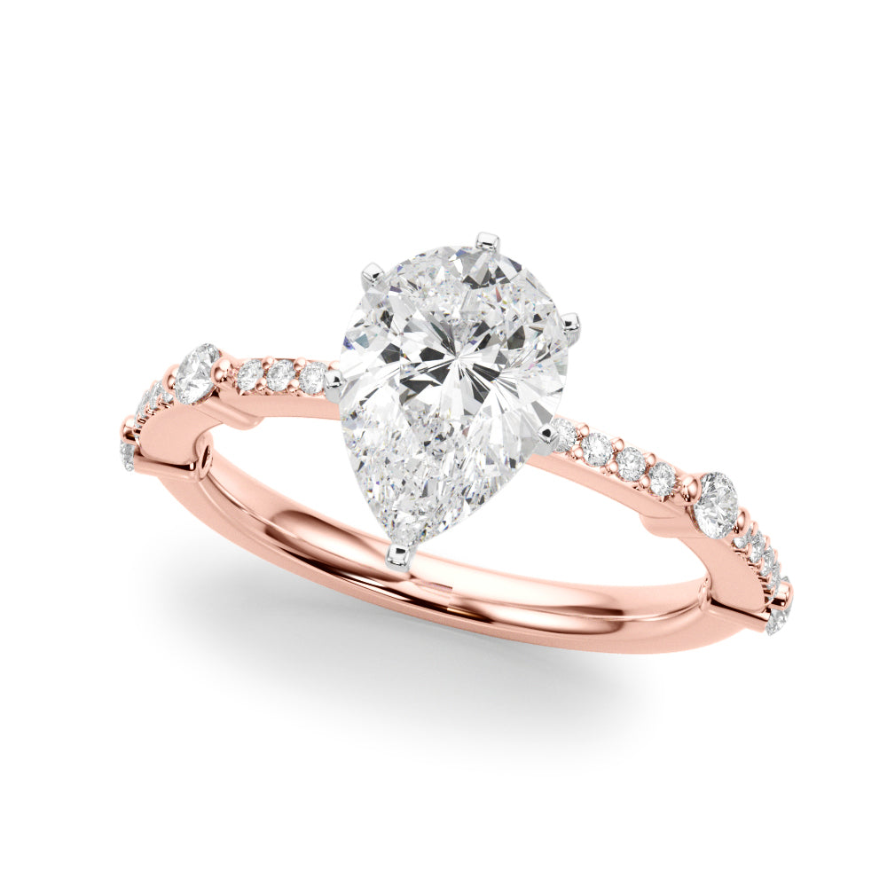 Bespoke Single Row Engagement Ring Round Diamond Engagement Ring — 9K/18K Gold & Platinum