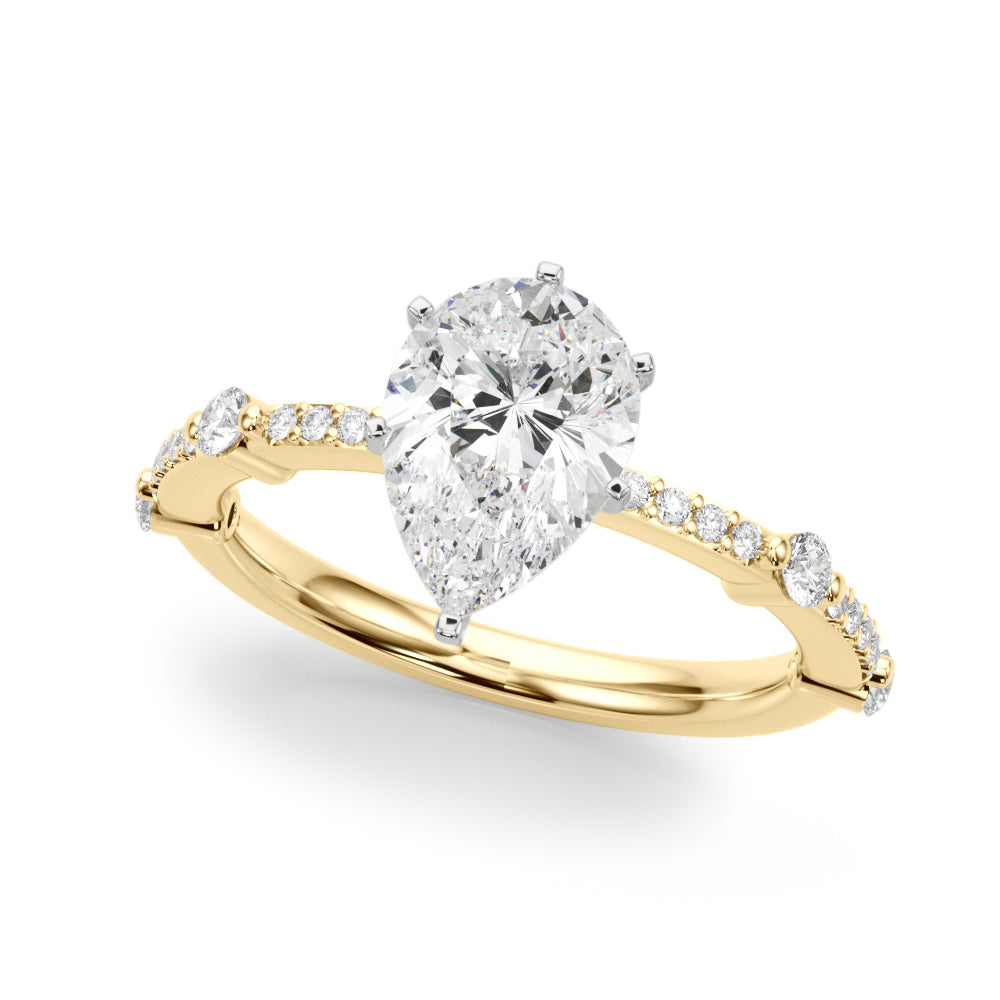 Bespoke Single Row Engagement Ring Round Diamond Engagement Ring — 9K/18K Gold & Platinum