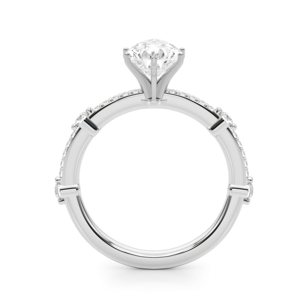 Bespoke Single Row Engagement Ring Round Diamond Engagement Ring — 9K/18K Gold & Platinum