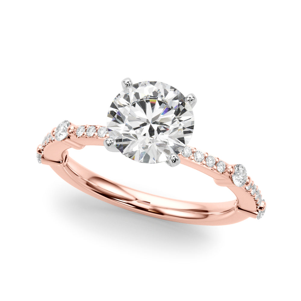 Bespoke Single Row Engagement Ring Round Diamond Engagement Ring — 9K/18K Gold & Platinum