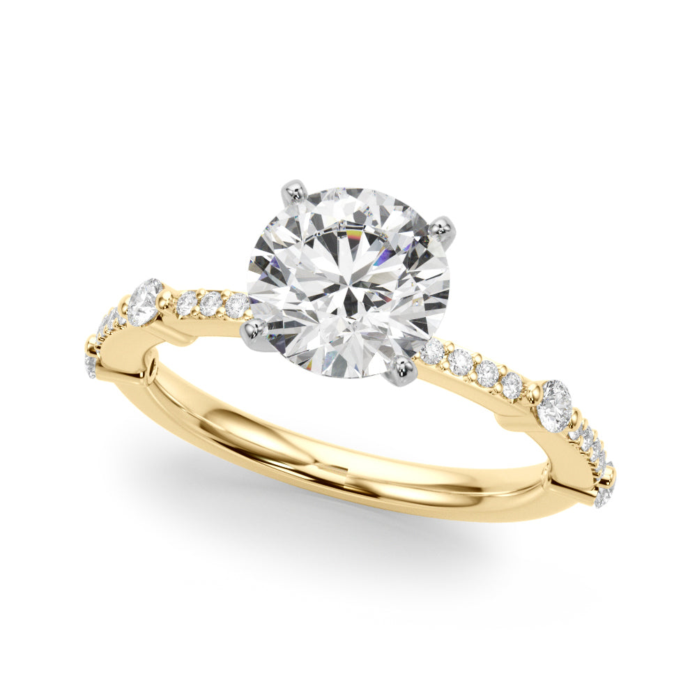 Bespoke Single Row Engagement Ring Round Diamond Engagement Ring — 9K/18K Gold & Platinum