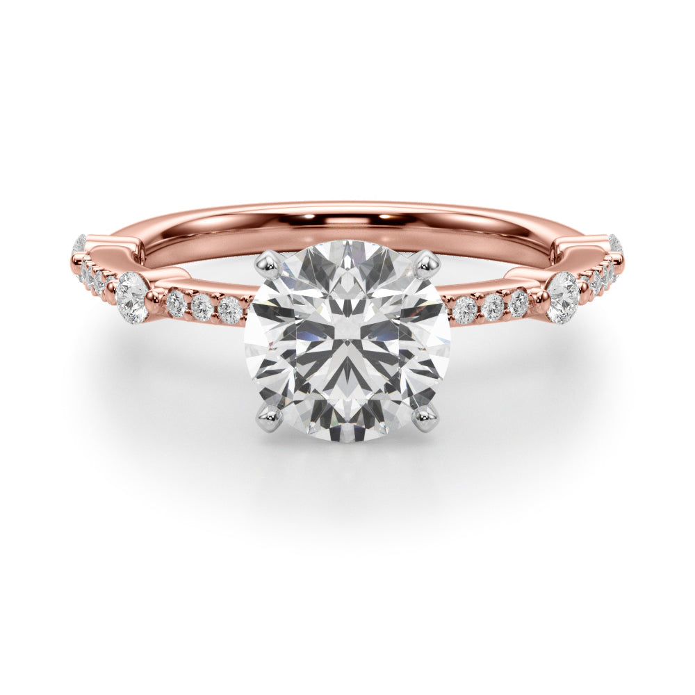Bespoke Single Row Engagement Ring Round Diamond Engagement Ring — 9K/18K Gold & Platinum