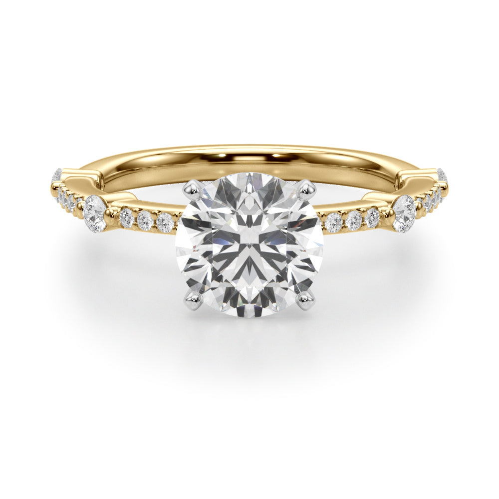 Bespoke Single Row Engagement Ring Round Diamond Engagement Ring — 9K/18K Gold & Platinum