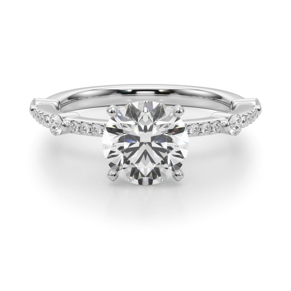 Bespoke Single Row Engagement Ring Round Diamond Engagement Ring — 9K/18K Gold & Platinum