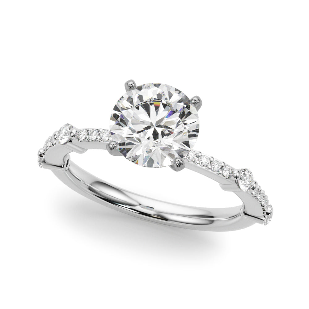 Bespoke Single Row Engagement Ring Round Diamond Engagement Ring — 9K/18K Gold & Platinum