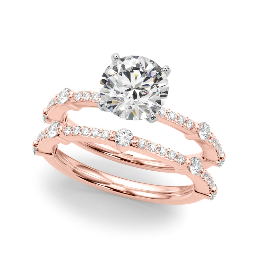 Bespoke Single Row Engagement Ring Round Diamond Engagement Ring — 9K/18K Gold & Platinum