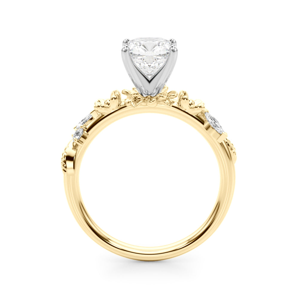 Exquisite Flower Dia Engagement Ring Round Diamond Engagement Ring — 9K/18K Gold & Platinum