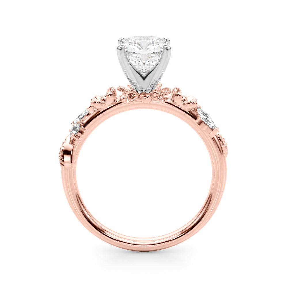 Exquisite Flower Dia Engagement Ring Round Diamond Engagement Ring — 9K/18K Gold & Platinum