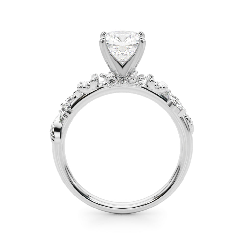 Exquisite Flower Dia Engagement Ring Round Diamond Engagement Ring — 9K/18K Gold & Platinum