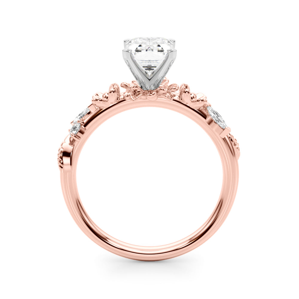 Exquisite Flower Dia Engagement Ring Round Diamond Engagement Ring — 9K/18K Gold & Platinum