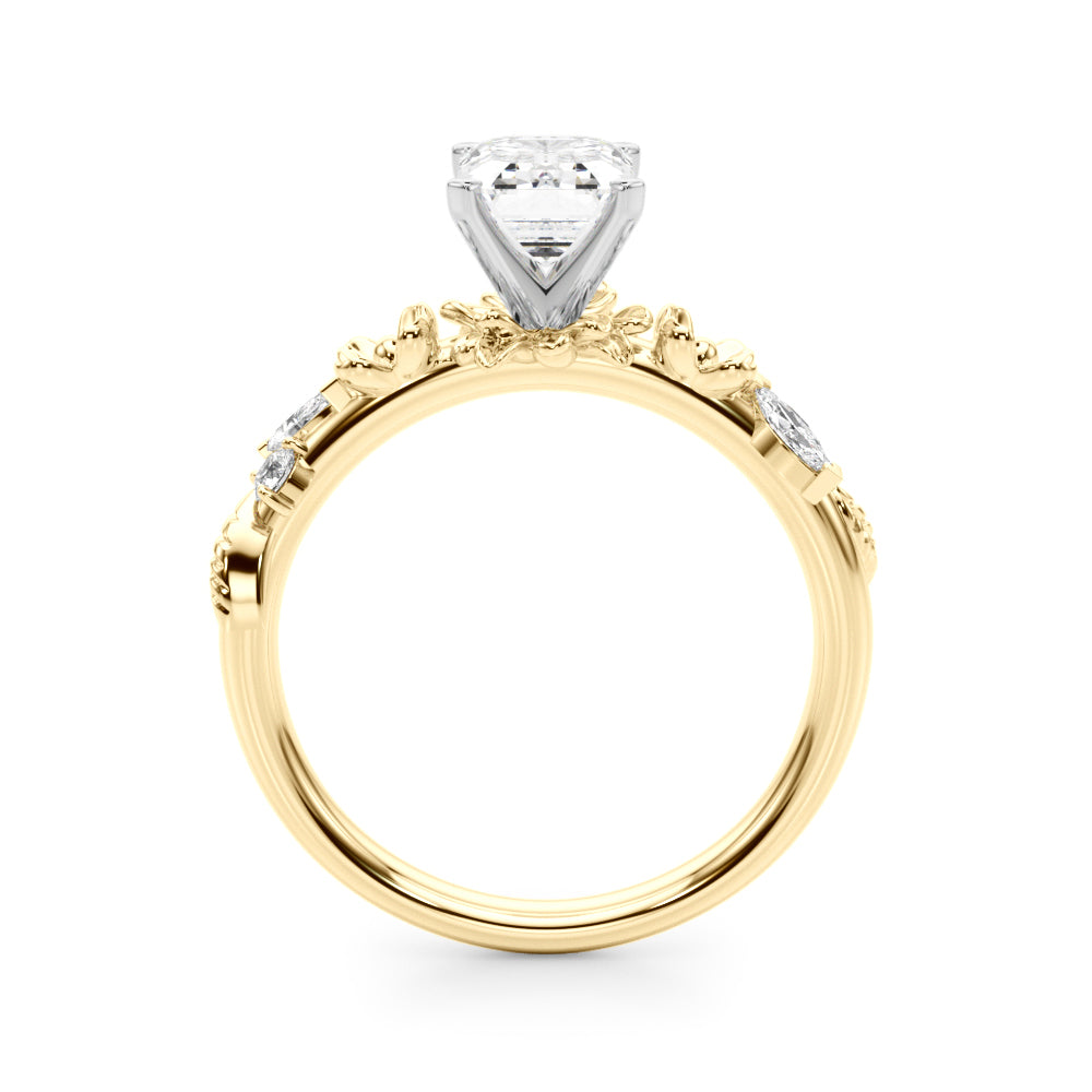 Exquisite Flower Dia Engagement Ring Round Diamond Engagement Ring — 9K/18K Gold & Platinum