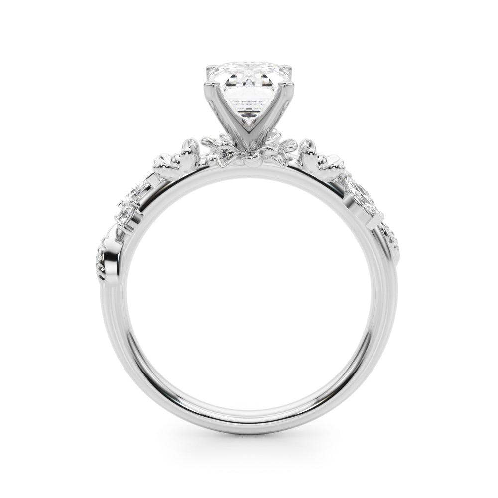Exquisite Flower Dia Engagement Ring Round Diamond Engagement Ring — 9K/18K Gold & Platinum