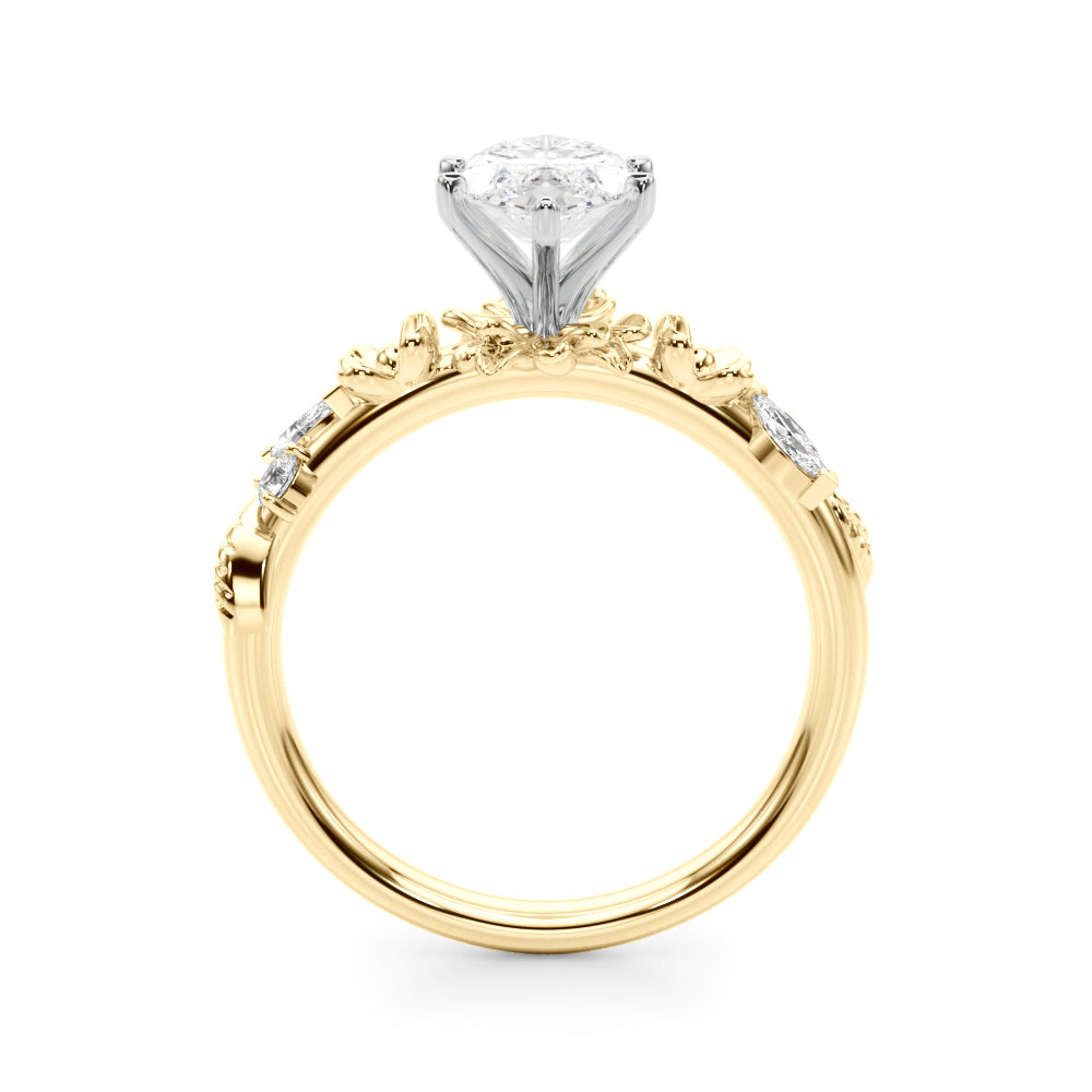 Exquisite Flower Dia Engagement Ring Round Diamond Engagement Ring — 9K/18K Gold & Platinum