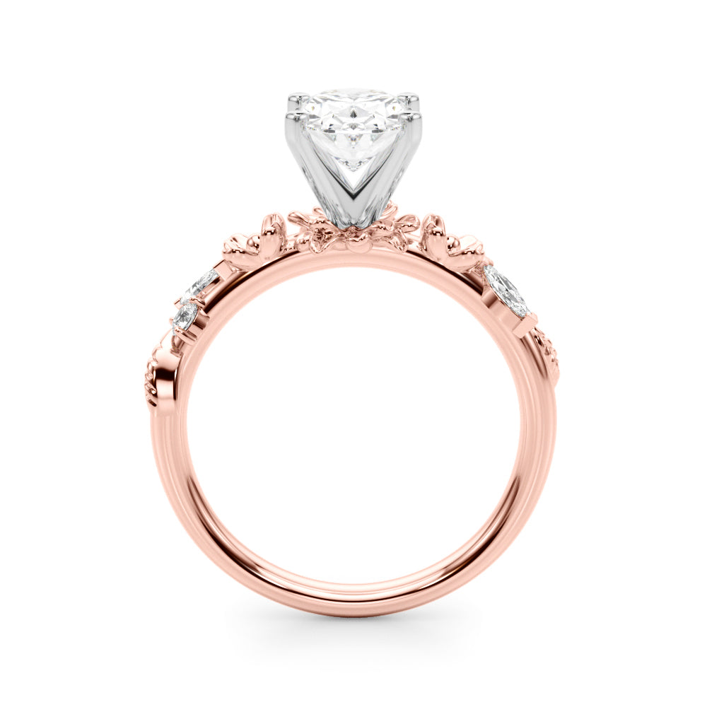 Exquisite Flower Dia Engagement Ring Round Diamond Engagement Ring — 9K/18K Gold & Platinum