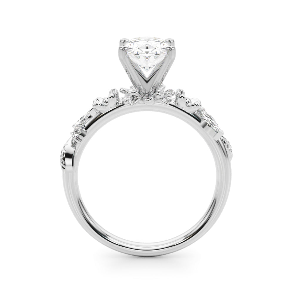 Exquisite Flower Dia Engagement Ring Round Diamond Engagement Ring — 9K/18K Gold & Platinum