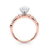Exquisite Flower Dia Engagement Ring Round Diamond Engagement Ring — 9K/18K Gold & Platinum