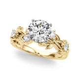 Regal Floral Leaf Dia Engagement Ring Round Diamond Engagement Ring — 9K/18K Gold & Platinum