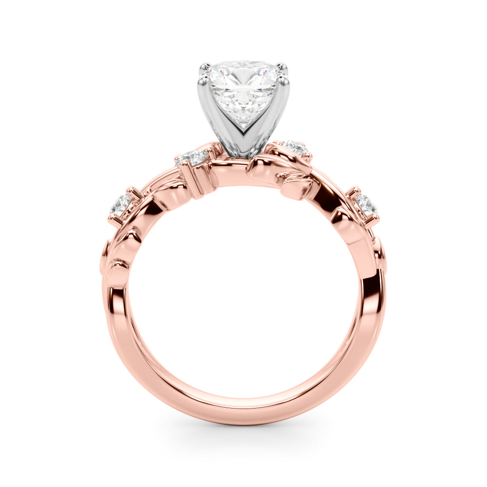 Regal Floral Leaf Dia Engagement Ring Round Diamond Engagement Ring — 9K/18K Gold & Platinum