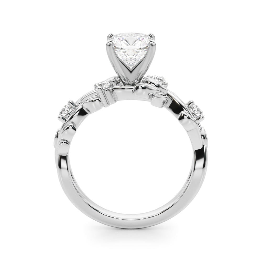 Regal Floral Leaf Dia Engagement Ring Round Diamond Engagement Ring — 9K/18K Gold & Platinum