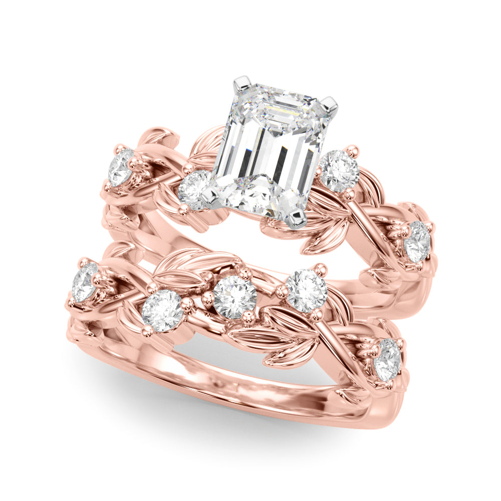 Regal Floral Leaf Dia Engagement Ring Round Diamond Engagement Ring — 9K/18K Gold & Platinum