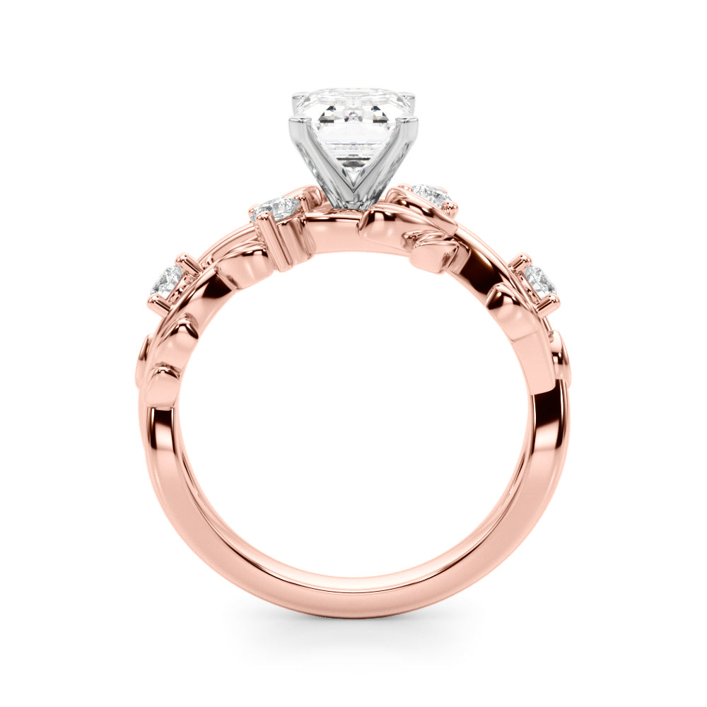 Regal Floral Leaf Dia Engagement Ring Round Diamond Engagement Ring — 9K/18K Gold & Platinum