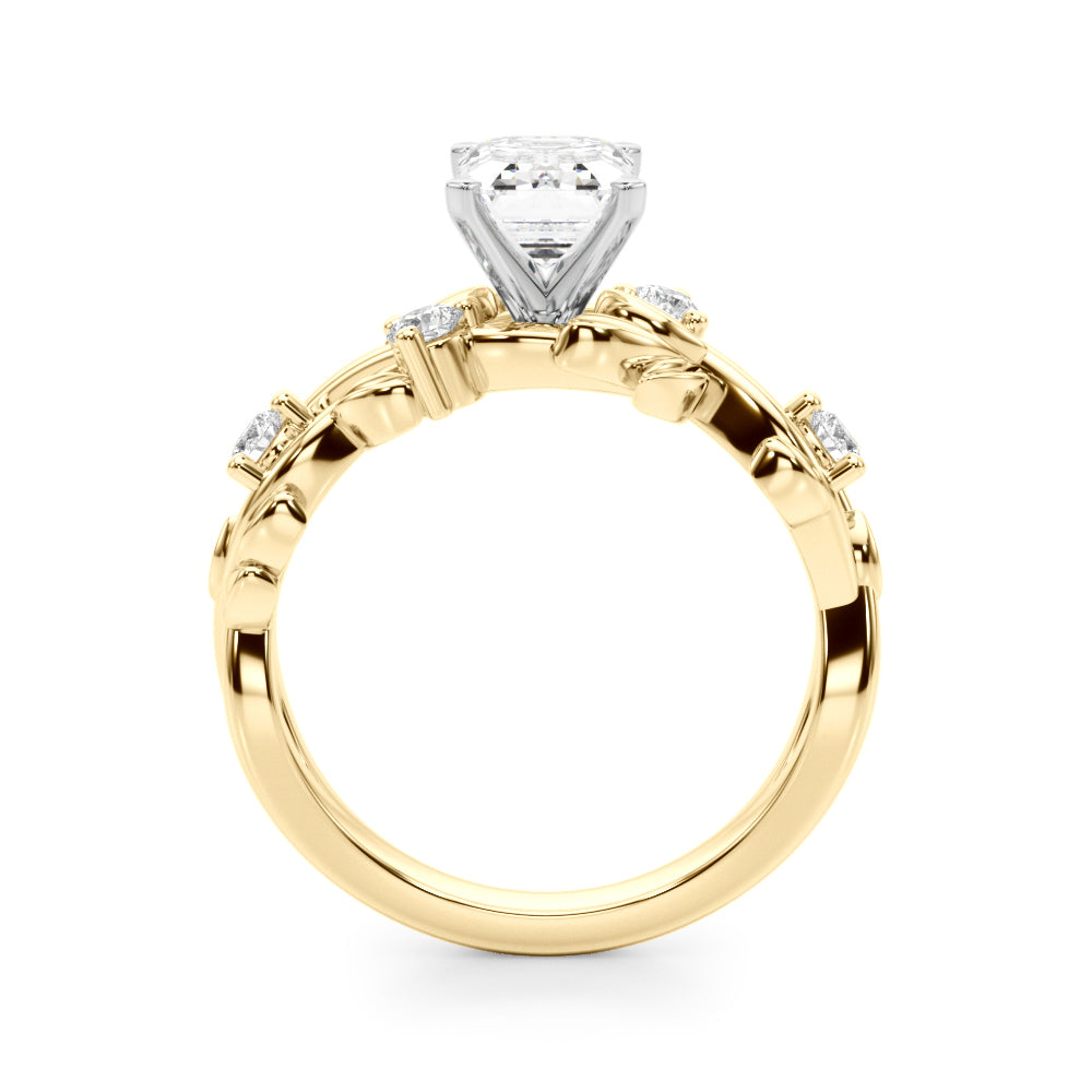 Regal Floral Leaf Dia Engagement Ring Round Diamond Engagement Ring — 9K/18K Gold & Platinum