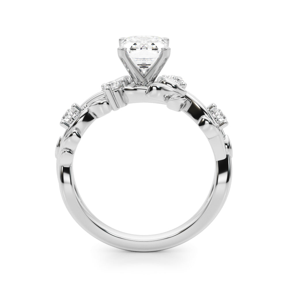 Regal Floral Leaf Dia Engagement Ring Round Diamond Engagement Ring — 9K/18K Gold & Platinum