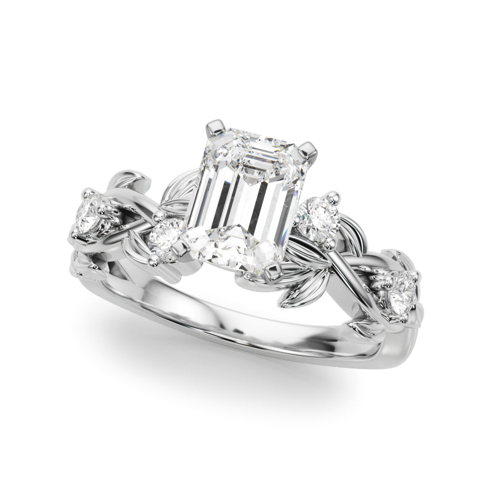 Regal Floral Leaf Dia Engagement Ring Round Diamond Engagement Ring — 9K/18K Gold & Platinum